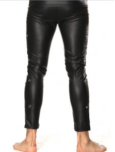 Men Black Vinyl Tight Long Pants Club