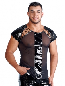 Vinyl Men Sexy Mesh Transparent Tops 