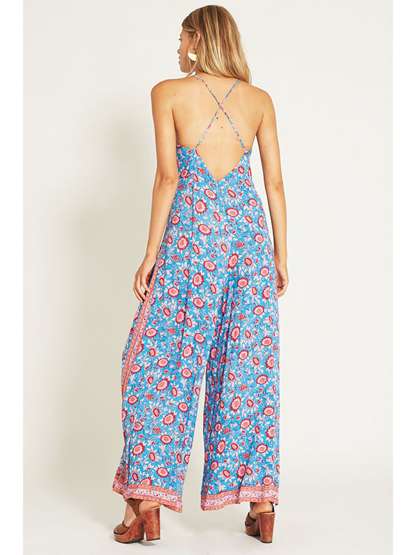 Casual Fashion Floral Loose Strap Sleeveless Summer Jumpsuit