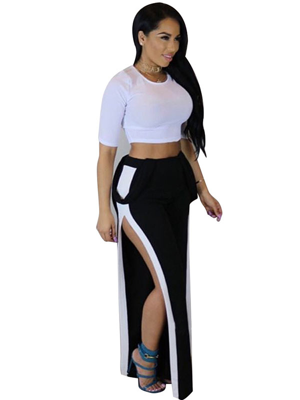 Sexy Wide Leg Split Women Jumpsuit Black