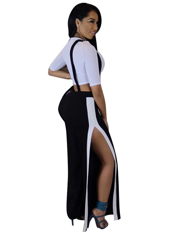 Sexy Wide Leg Split Women Jumpsuit Black