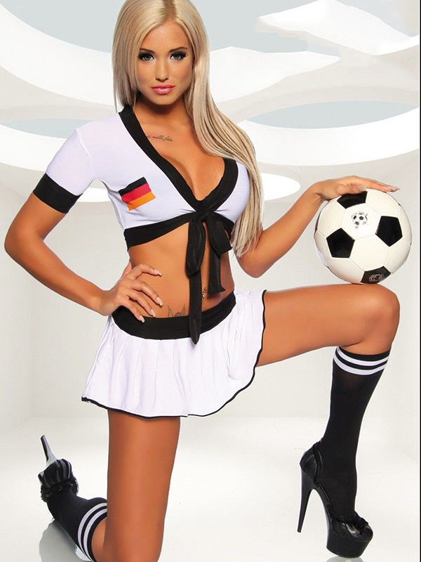 White 2 Piece Football Girl Sport Costume