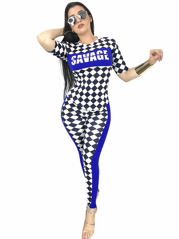 Women Fashionable Sexy 2 Piece Long Jumpsuit Blue