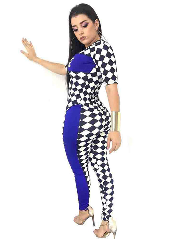 Women Fashionable Sexy 2 Piece Long Jumpsuit Blue