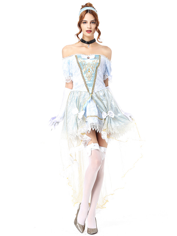 Women Light Blue Medieval Court Fancy Dress Princess Cosplay Costume