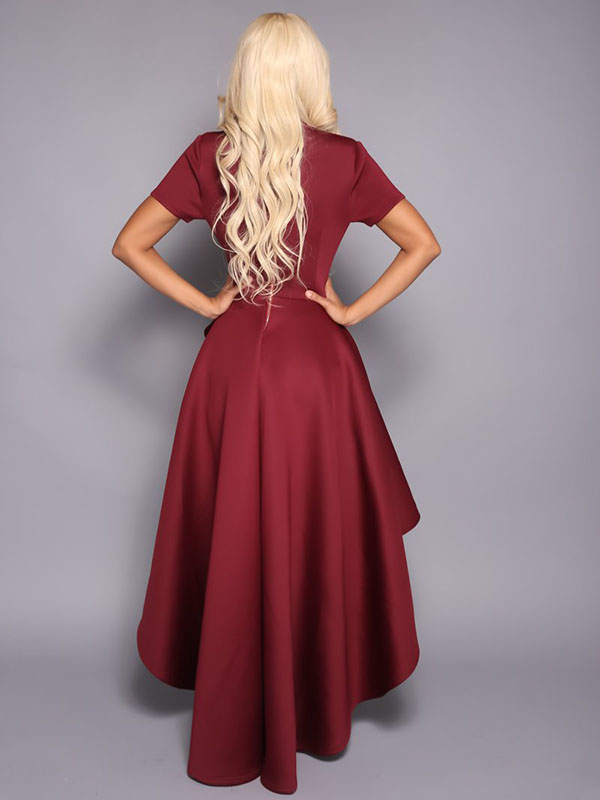 Women Long Sleeves Casual Fashion Summer Dress Red