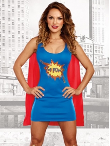 Halloween Superman Print Cosplay Costume For Adult Supergirl Dress