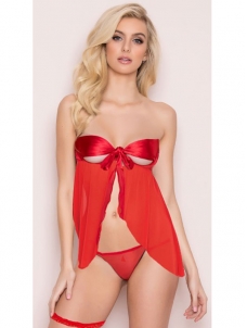 Red One Size Strapless Sexy Babydoll Lingerie 