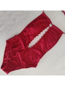 Sexy Black Deep V-neck Backless One Piece Swimwear Women