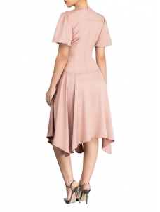 Women Apricot Summer Casual Flowy Irregular Midi Dress
