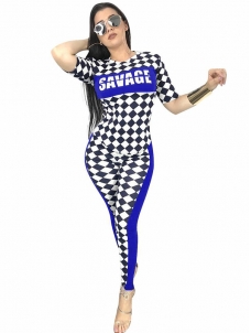 Women Fashionable Sexy 2 Piece Long Jumpsuit Blue