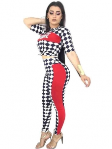 Women Fashionable Sexy 2 Piece Long Jumpsuit Red