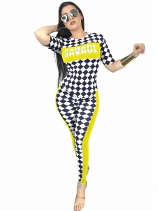 Women Fashionable Sexy 2 Piece Long Jumpsuit Yellow