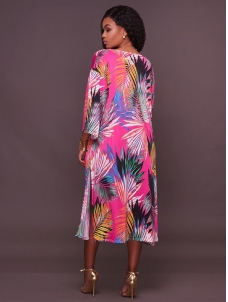 Floral Print Bandeau Short Sleeve High Waist Bikini Swimsuit