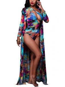 Summer Print One Shoulder Sexy One Piece Swimwear