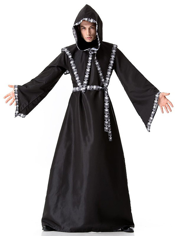 Black One Size Skeleton Robe Men Costume