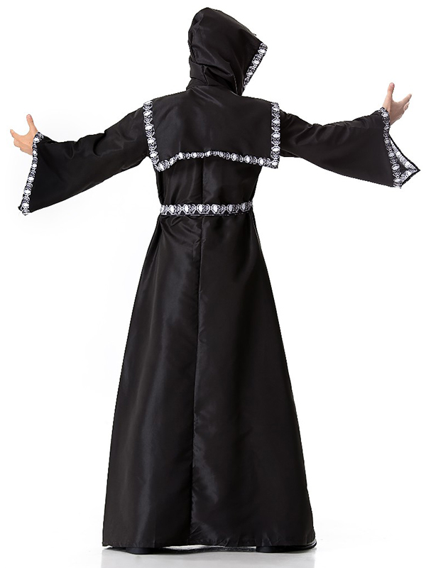 Black One Size Skeleton Robe Men Costume