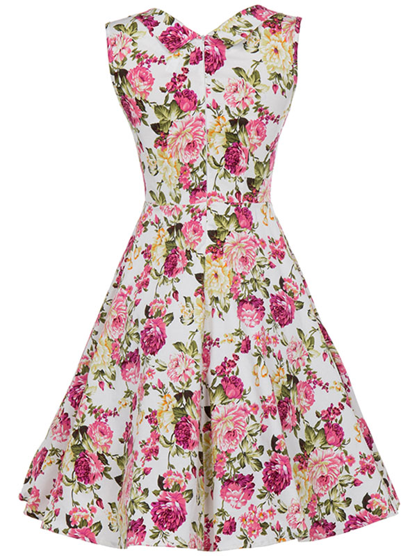 Elegant Floral Printed Midi Dress Pink