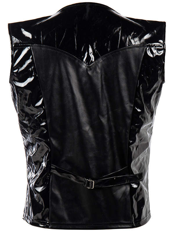 Men Faux Leather Wetlook Vest