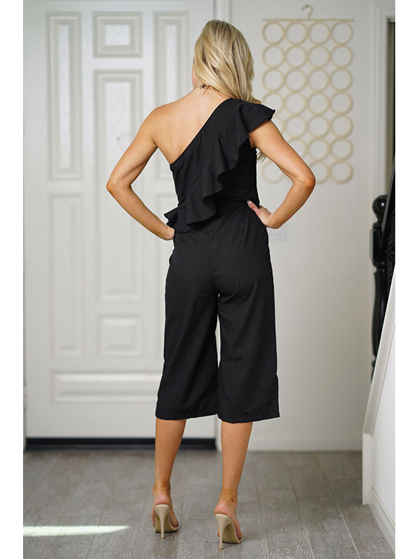 One Shoulder Sleeveless Half Pant Jumpsuit