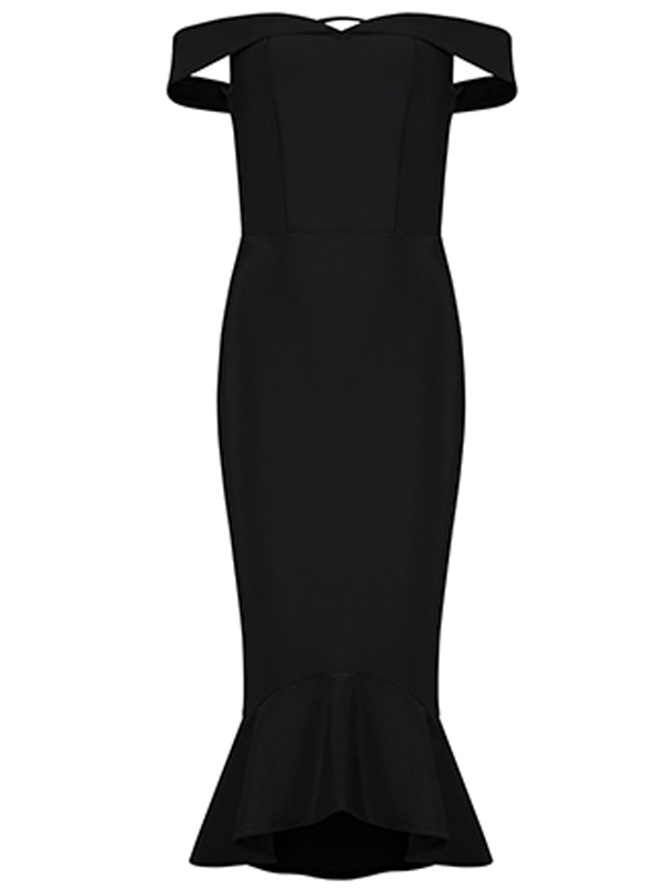 Sexy Backless Bandage Fishtail Dress Black