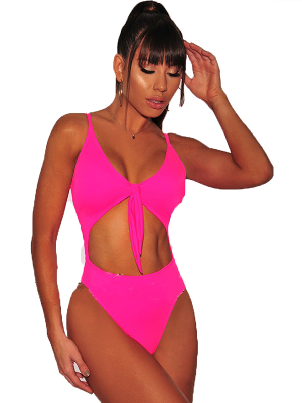 Sexy High Waist One Piece Swimwear Pink