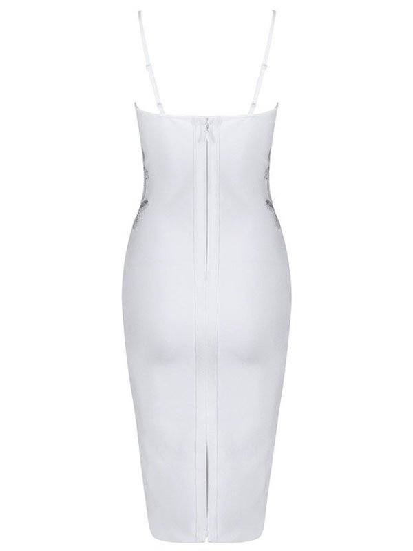 Sexy V-Neck Spaghetti StrapBandage Dresses White