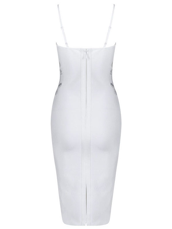 Sexy V-Neck Spaghetti StrapBandage Dresses White