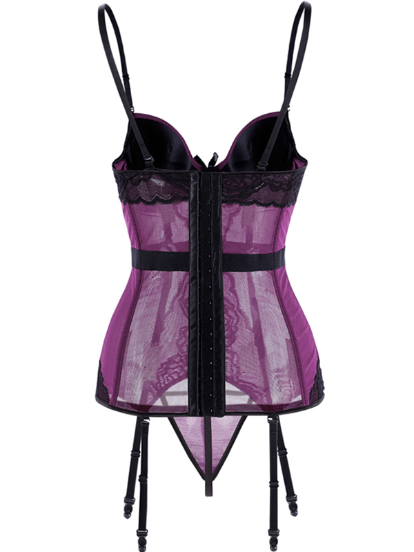 Sexy Women Straps Lace Bustier Purple