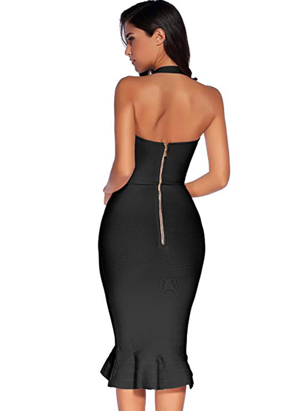 Sleeveless Strap Bodycon Bandage Dress Black