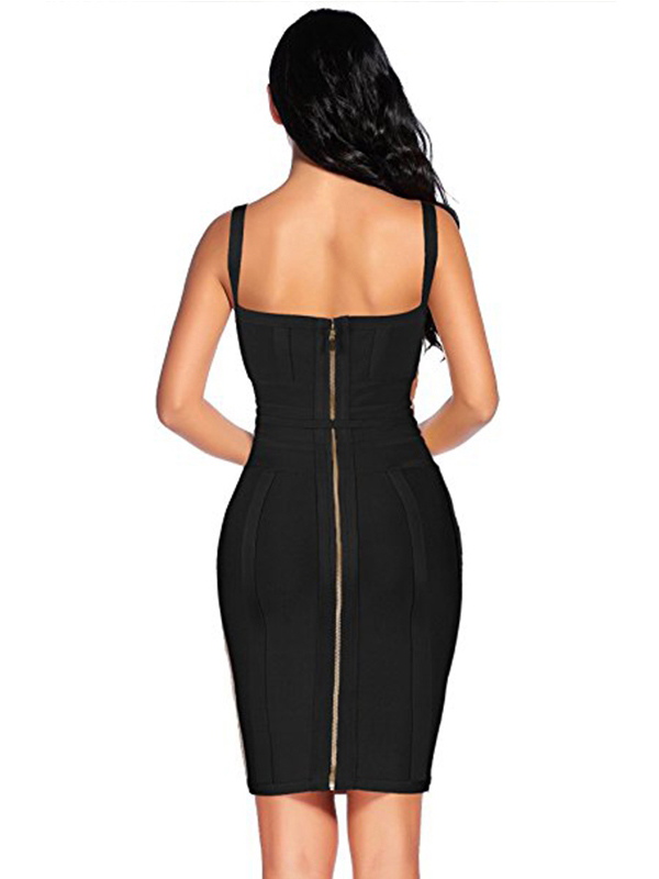 Spaghetti Strap Bodycon Bandage Dress Black