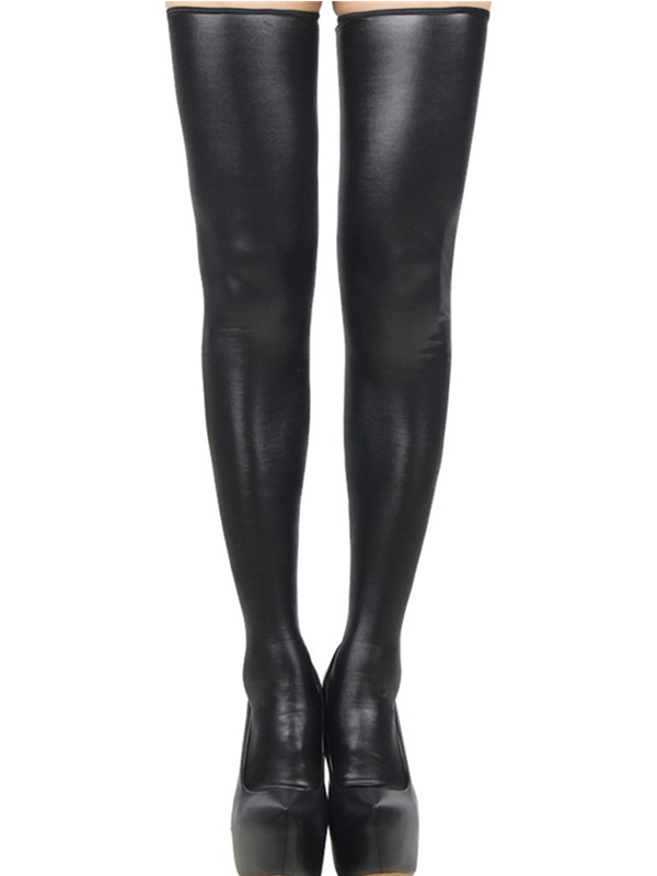 Wetlook Zipper Thigh Vinyl Legging 