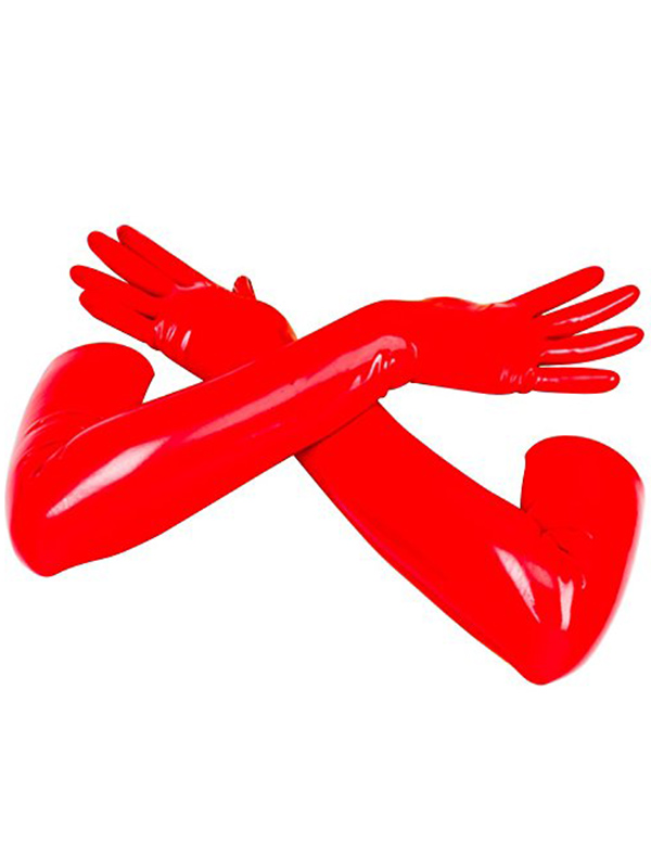 Women Faux Leather  Gloves Red