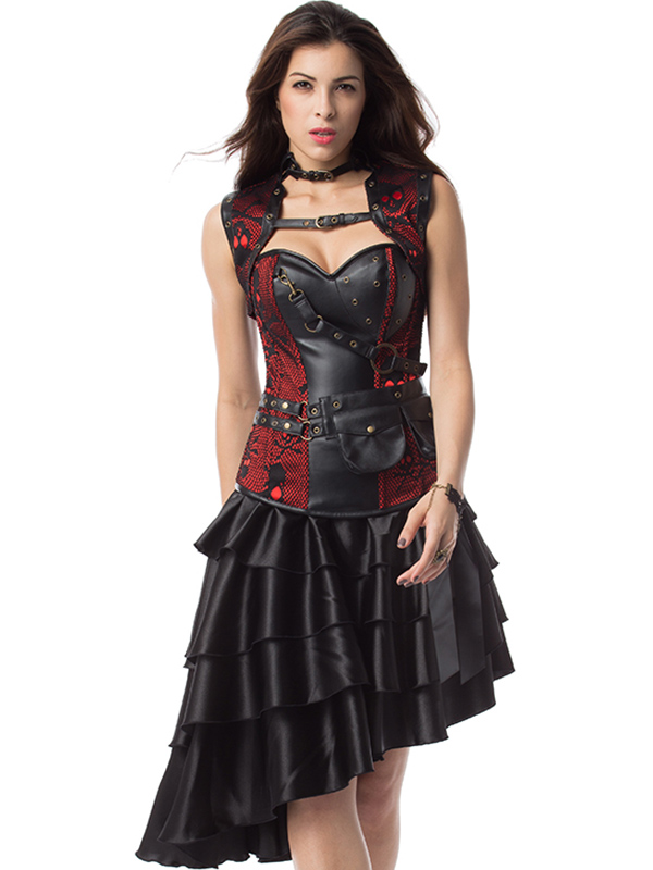 Women Gothic Overbust Corset Dress