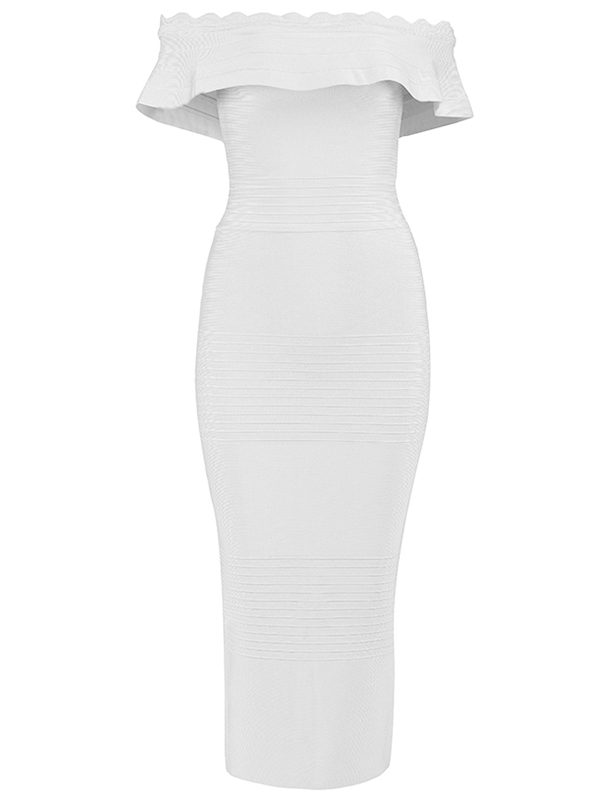 Women Off The Shoulder Bandage Dress White