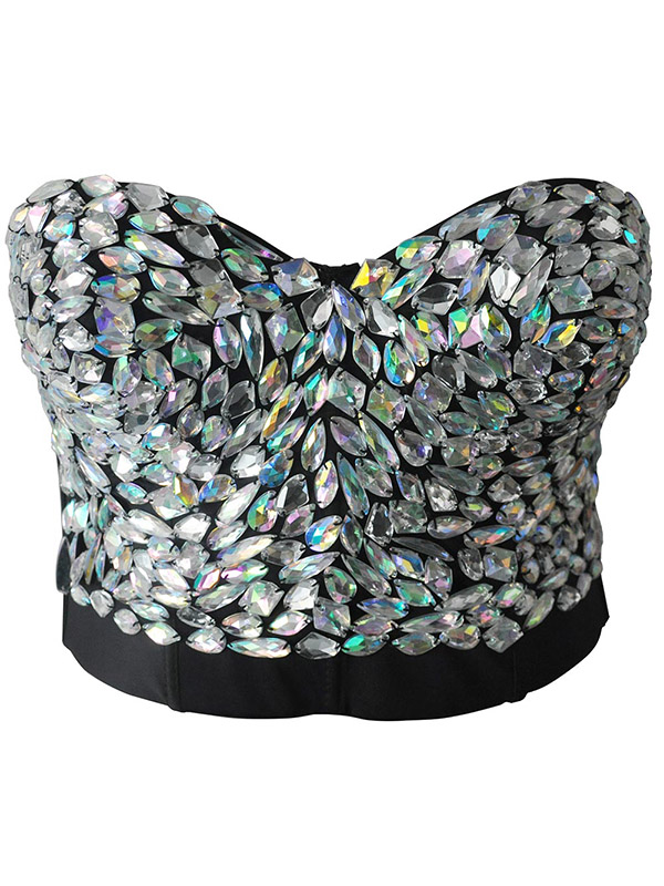 Women Sequins Crop Top Bustier Bra