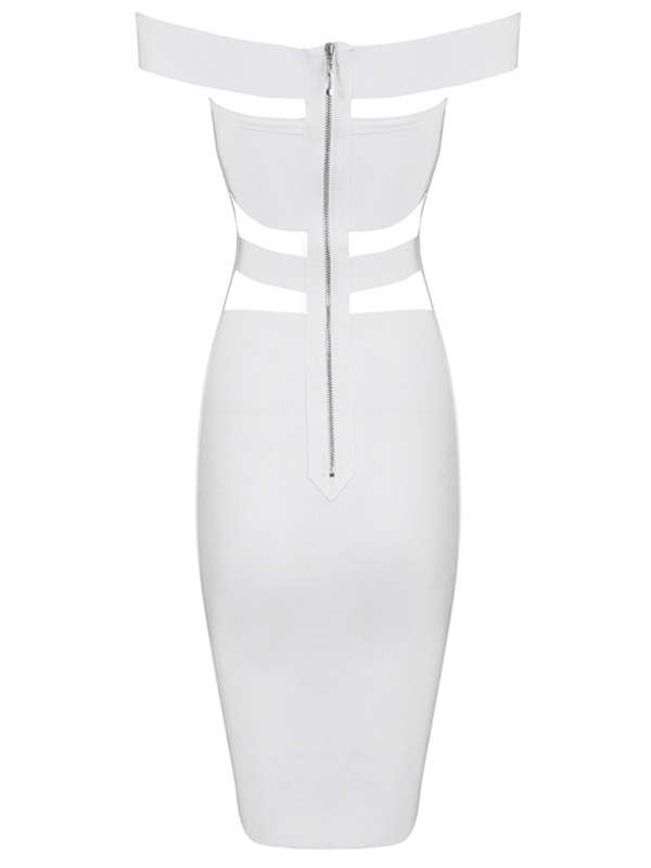 Women Sexy Off Shoulder Bodycon Dress White