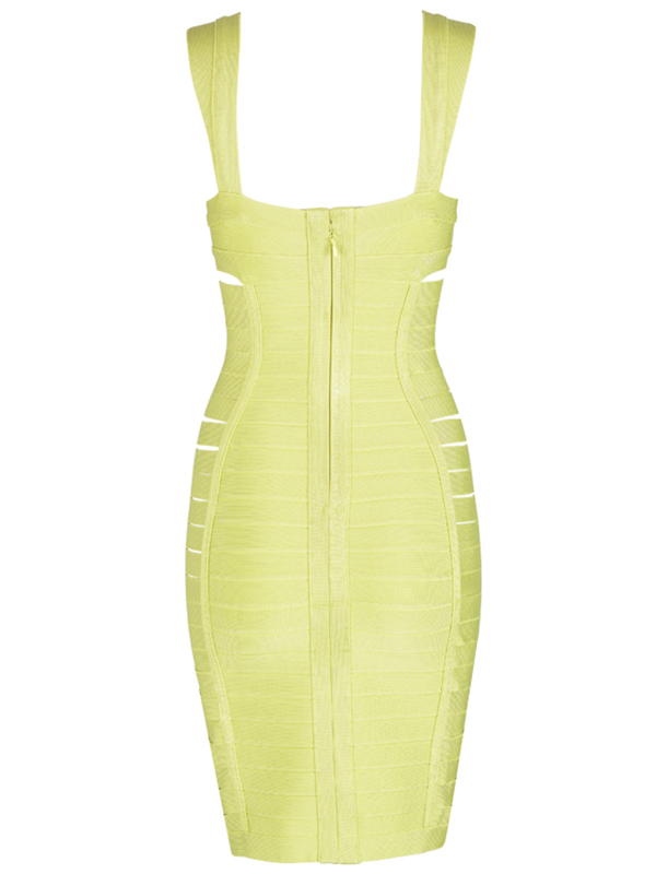 Women Stripe Hollow Out Sleeveless Bandage Dress