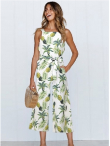 Bohemia Floral Print Sleeveless Jumpsuit Green