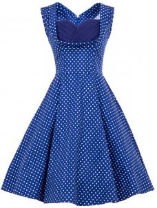 Elegant Dot Printed Maxi Dress Blue