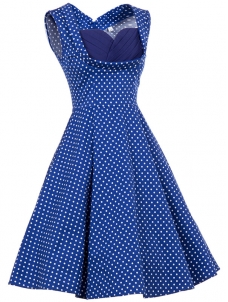 Elegant Dot Printed Maxi Dress Blue