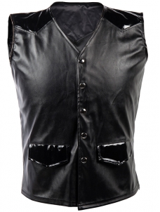 Men Faux Leather Wetlook Vest