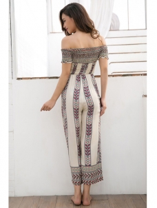 Off Shoulder Siamese Trousers Jumpsuits White