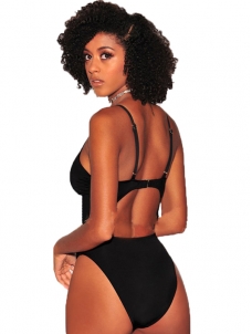 Sexy High Waist One Piece Swimwear Black