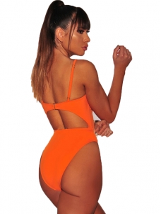 Sexy High Waist One Piece Swimwear Orange