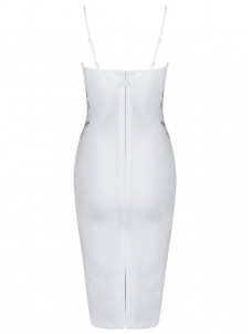 Sexy V-Neck Spaghetti StrapBandage Dresses White