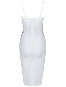 Sexy V-Neck Spaghetti StrapBandage Dresses White