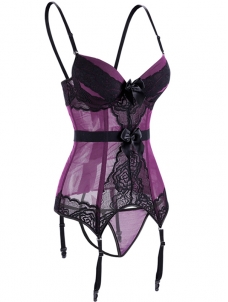 Sexy Women Straps Lace Bustier Purple