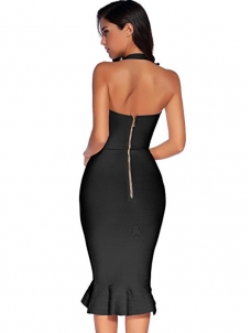 Sleeveless Strap Bodycon Bandage Dress Black