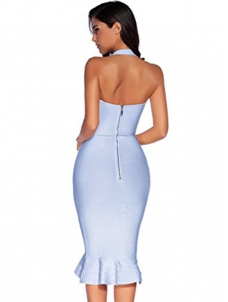 Sleeveless Strap Bodycon Bandage Dress Light Blue